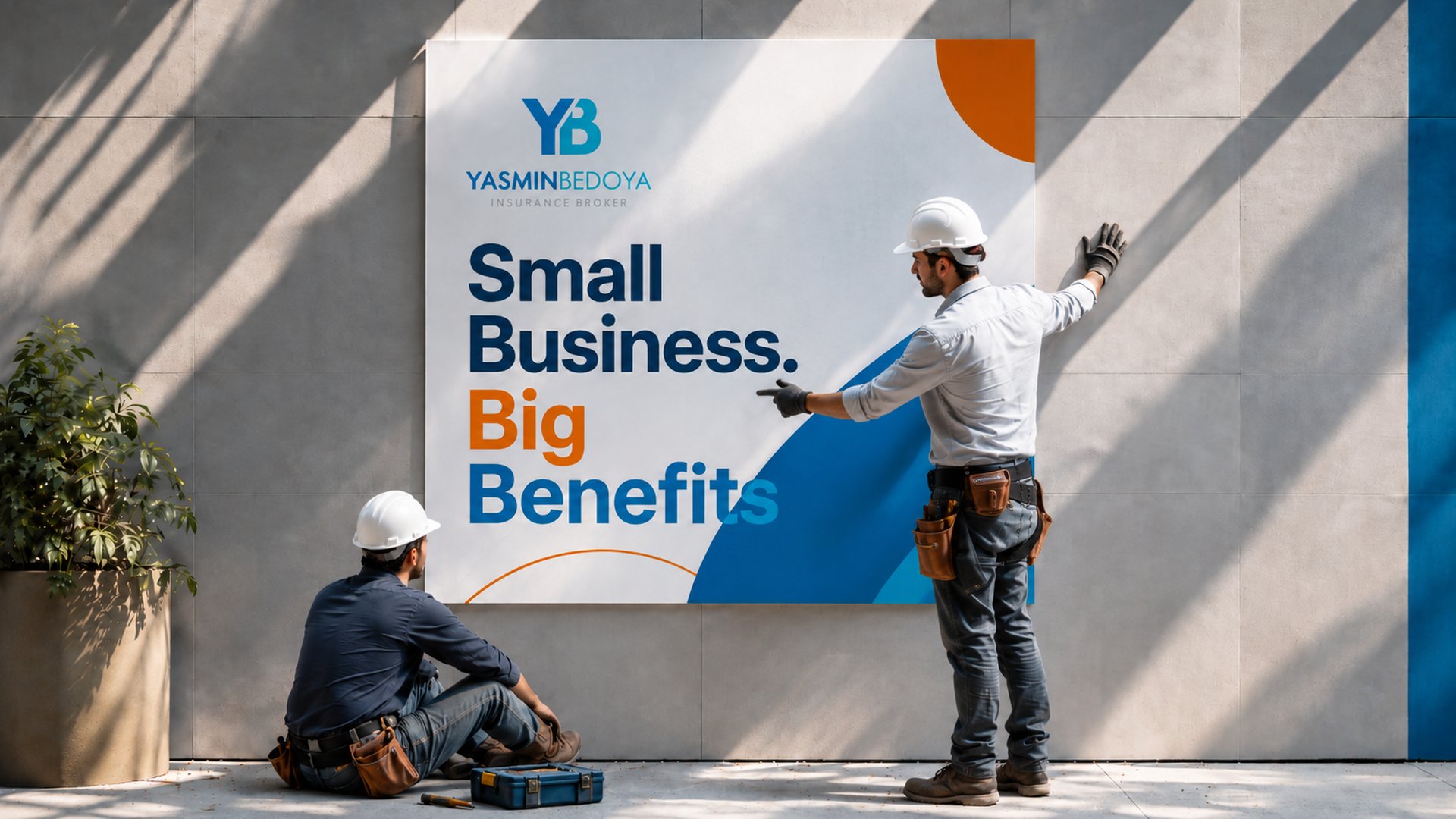 Small business owner reviewing group benefits plan with employees in Calgary